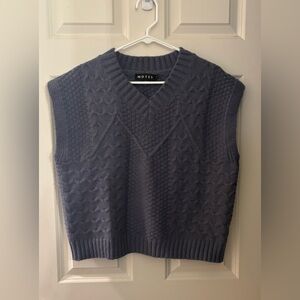 Motel Rocks Oversized Boxy Fit Sweater Vest in Blue Gray, Size S